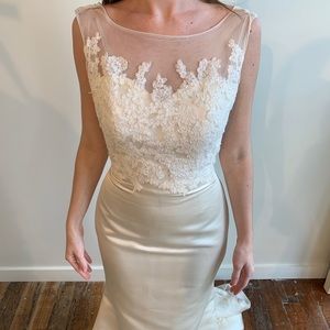 Silk Wedding Dress with Lace Appliqué